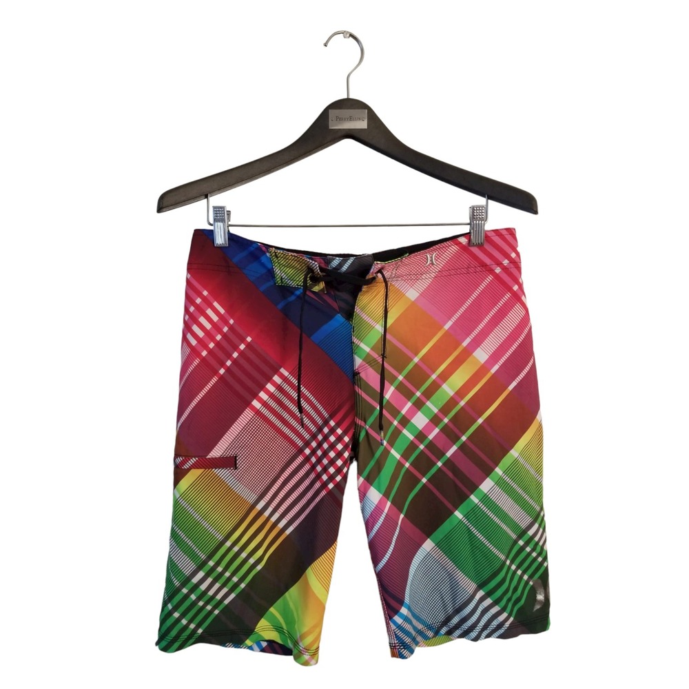 Hurley phantom swim Board Men's Shorts Striped Multicolor Size 30 Inseam 10 in